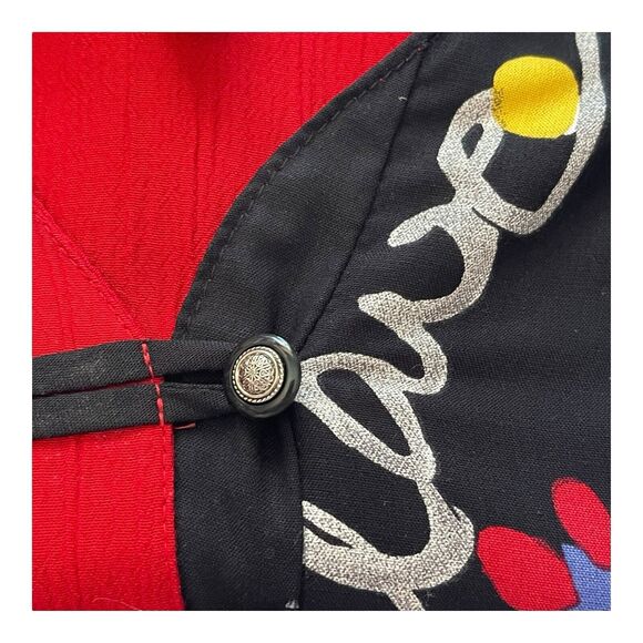 Women’s 90s Cascais of California Red & Black Abstract Floral Blouse – XL - Picture 8 of 9
